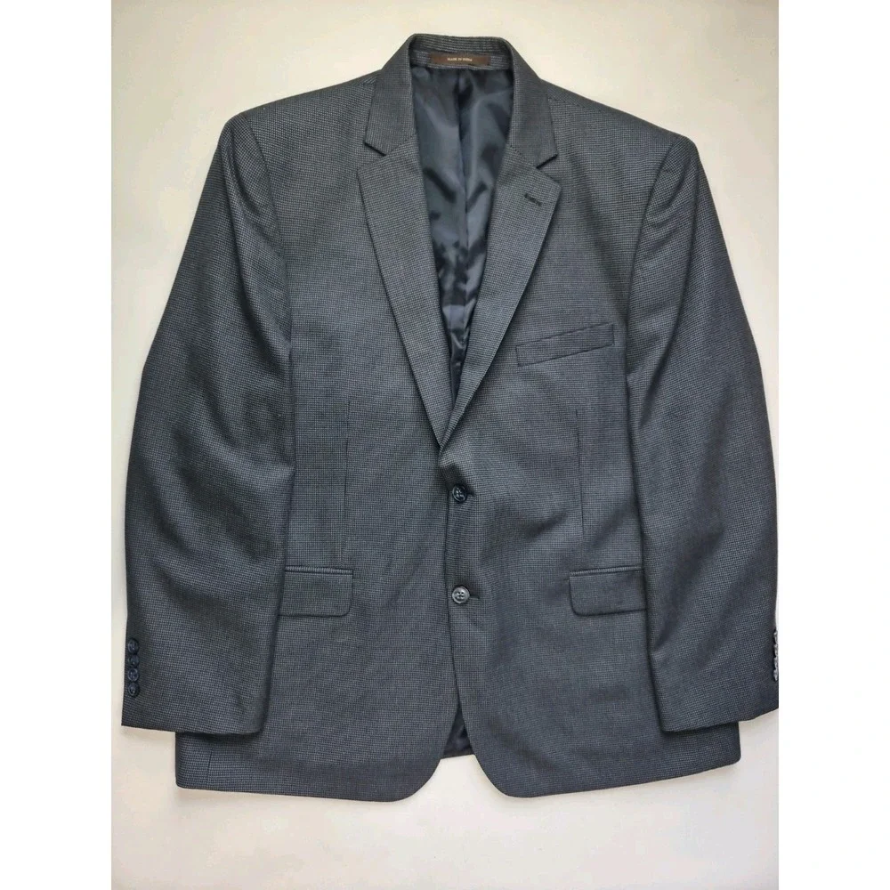Tasso Elba Mens Sport Coat 46R Navy Blue 2 Button Single Breasted Blazer